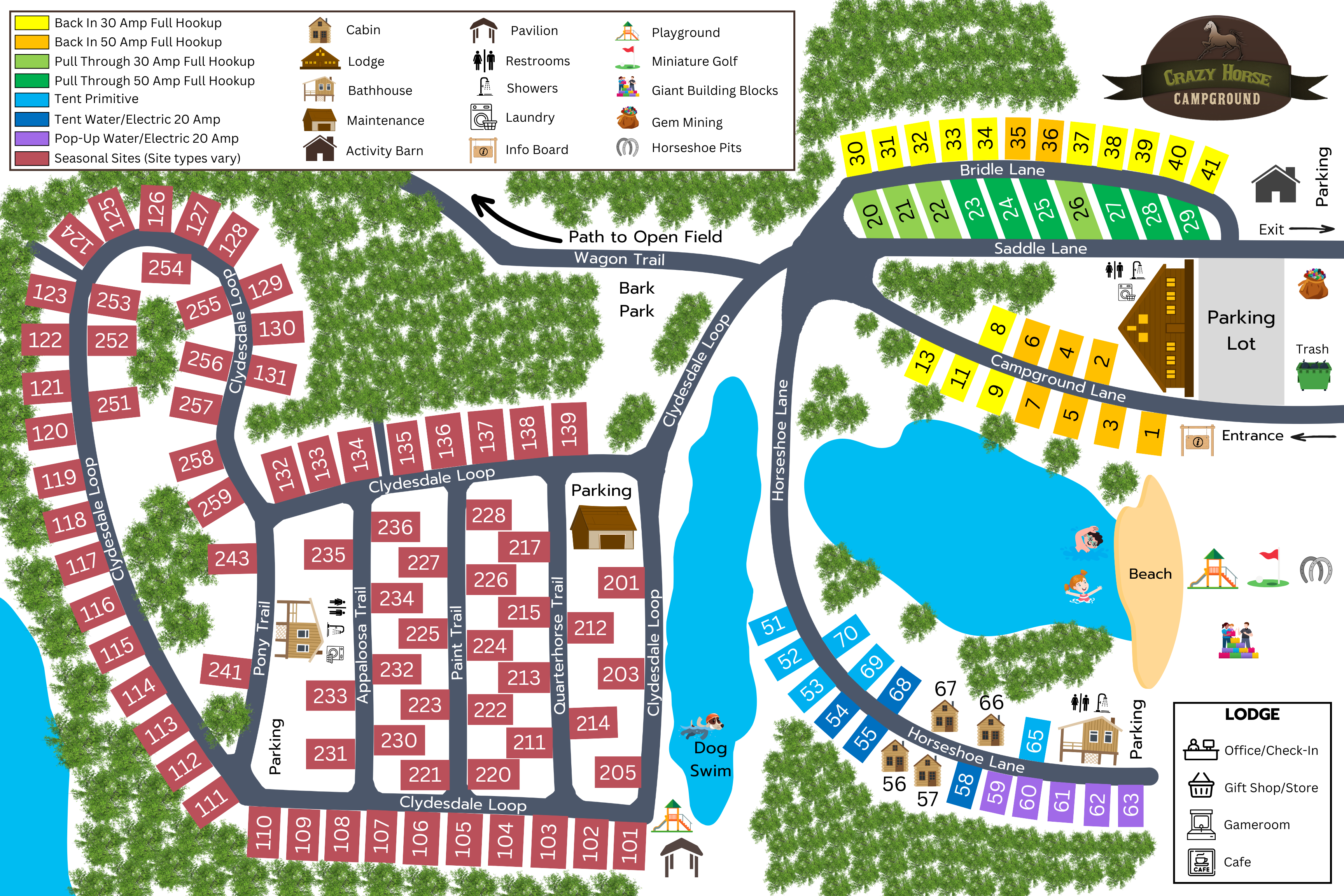 Campground Map for Crazy Horse Campground in Ashland IL